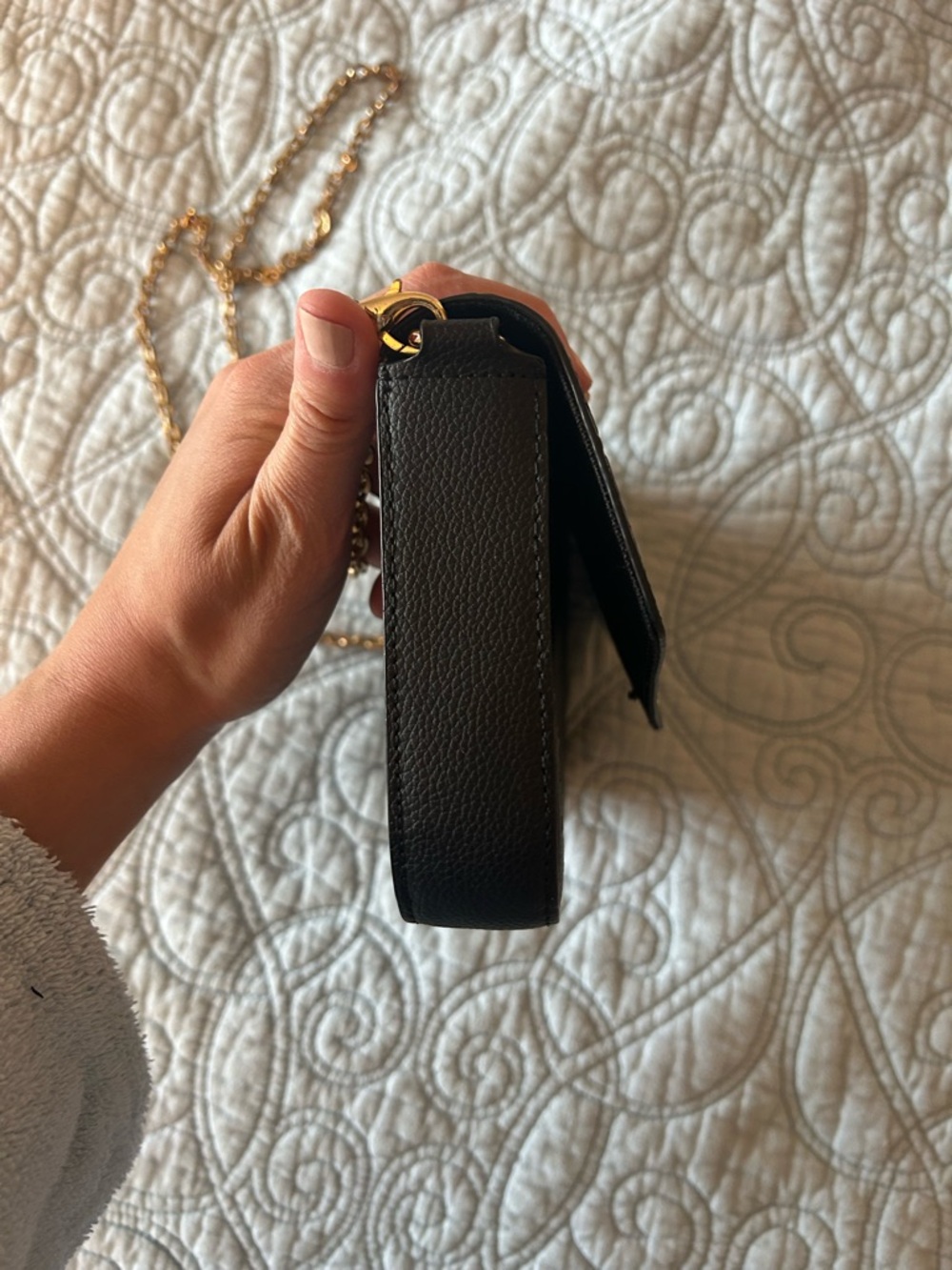 Black Monogram Embossed Chain Wallet - Picture 11 of 15